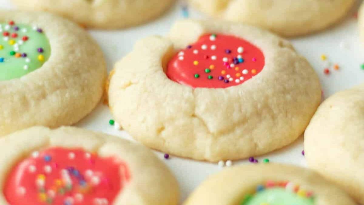 Thumbprint Cookies with Icing.