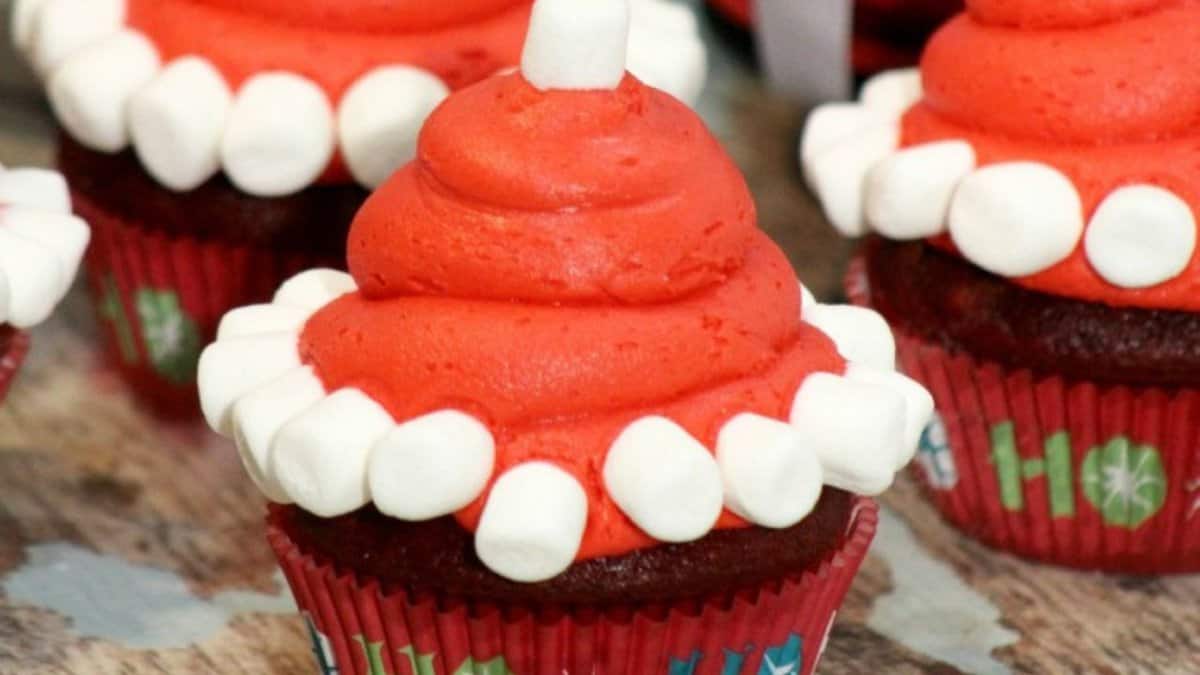 Santa Hat Cupcake.