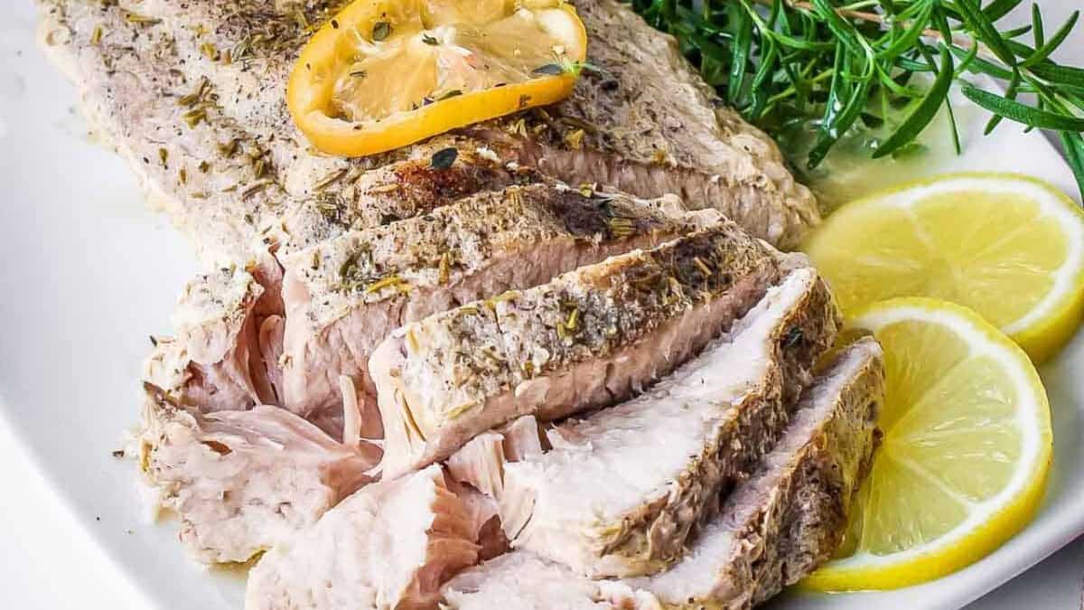 Slow Cooker Pork Roast with Lemon and Rosemary.