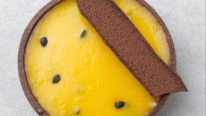 Chocolate passion fruit tart.
