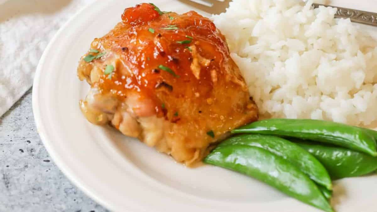 Baked Apricot Chicken Thighs.