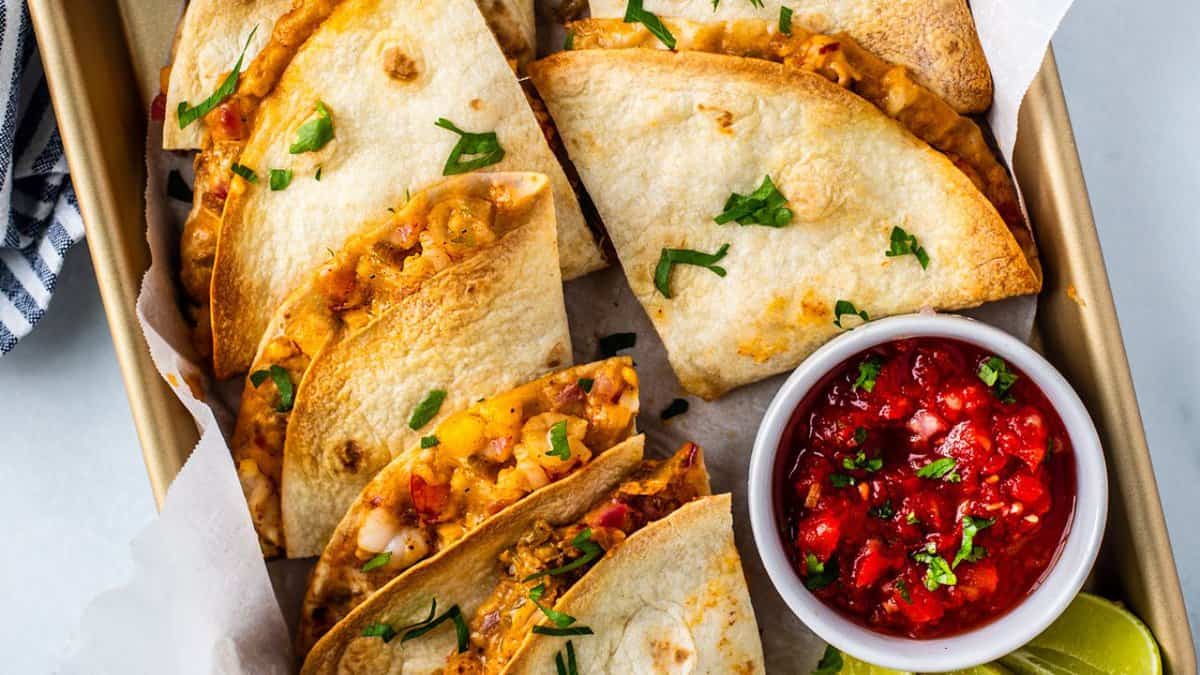 Baked Shrimp Quesadilla Recipe With Mango.