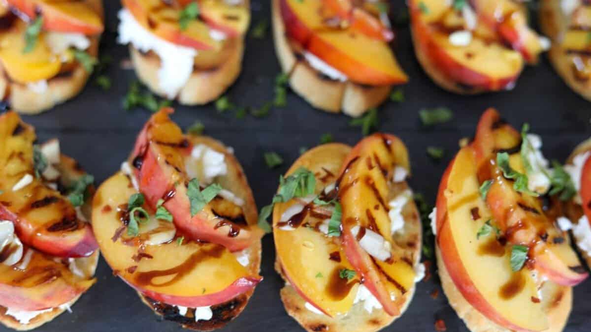 Burrata and Grilled Peach Crostini.