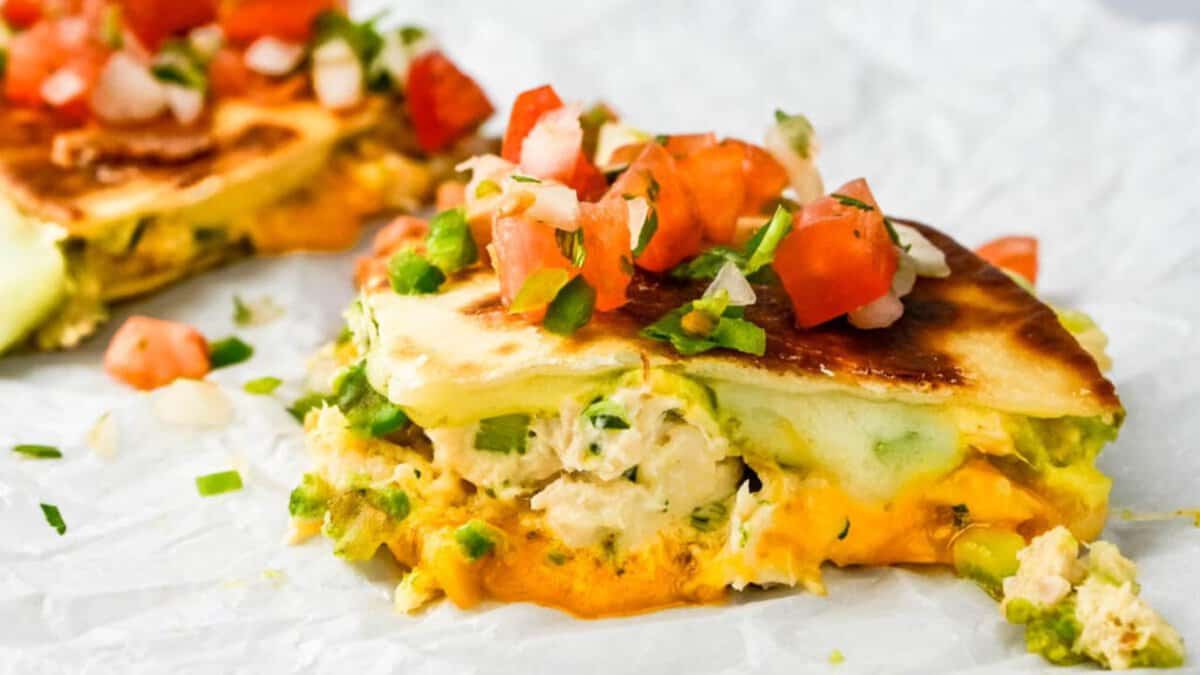 Cheesy Avocado Tuna Melt Quesadillas.