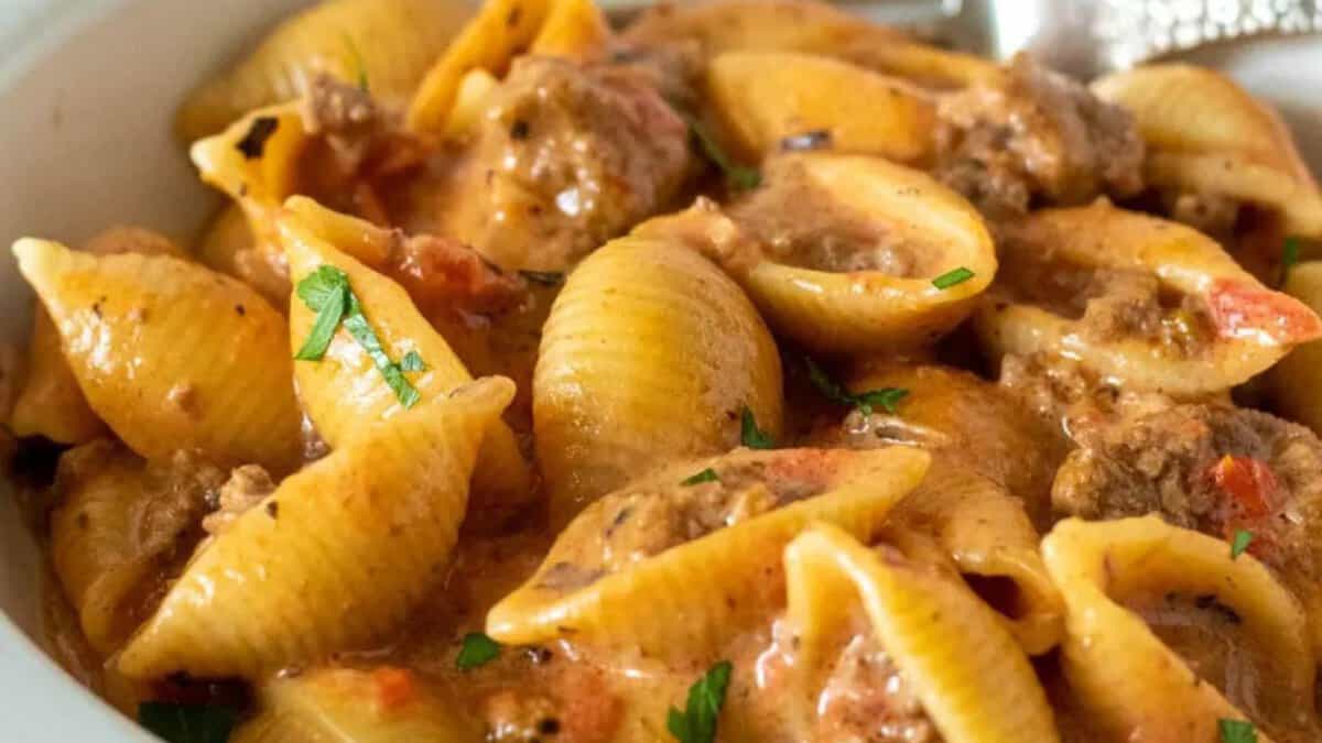 Cheesy Beef Pasta Skillet.