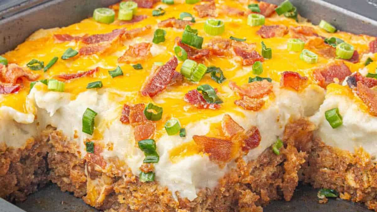 Cowboy Meatloaf Mashed Potato Casserole.