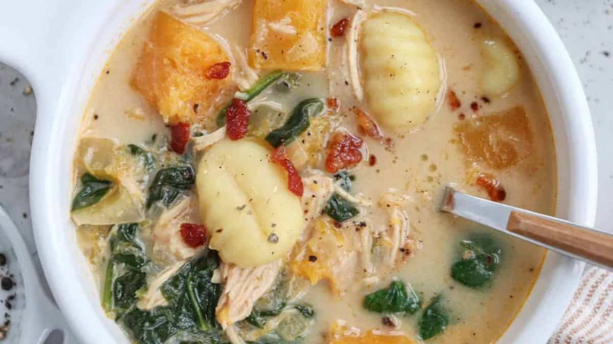 Creamy Chicken Butternut Squash Soup (with Potato Gnocchi).