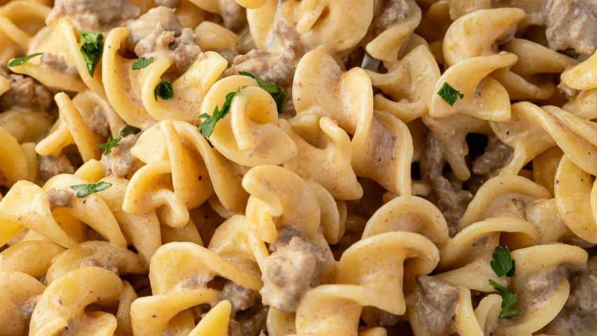 Creamy Egg Noodles with Ground Beef.