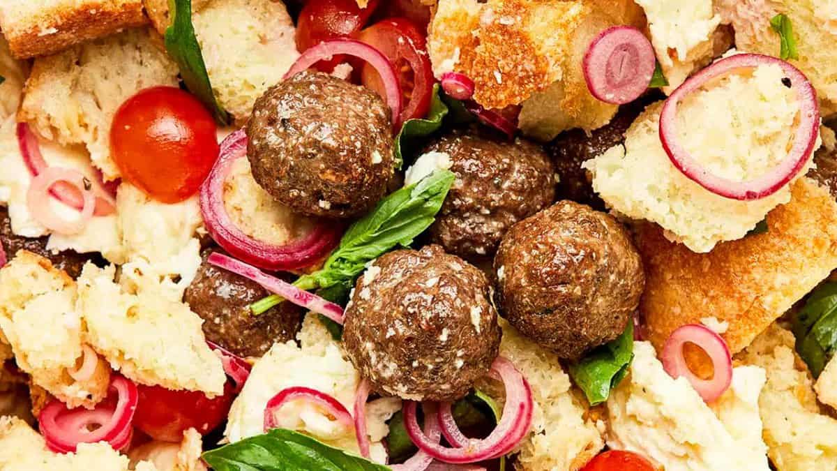 Donair Meatball Panzanella Salad.