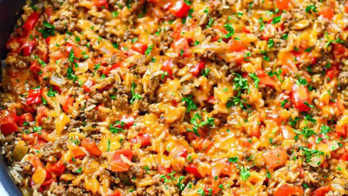 Easy Ground Beef and Rice Skillet.