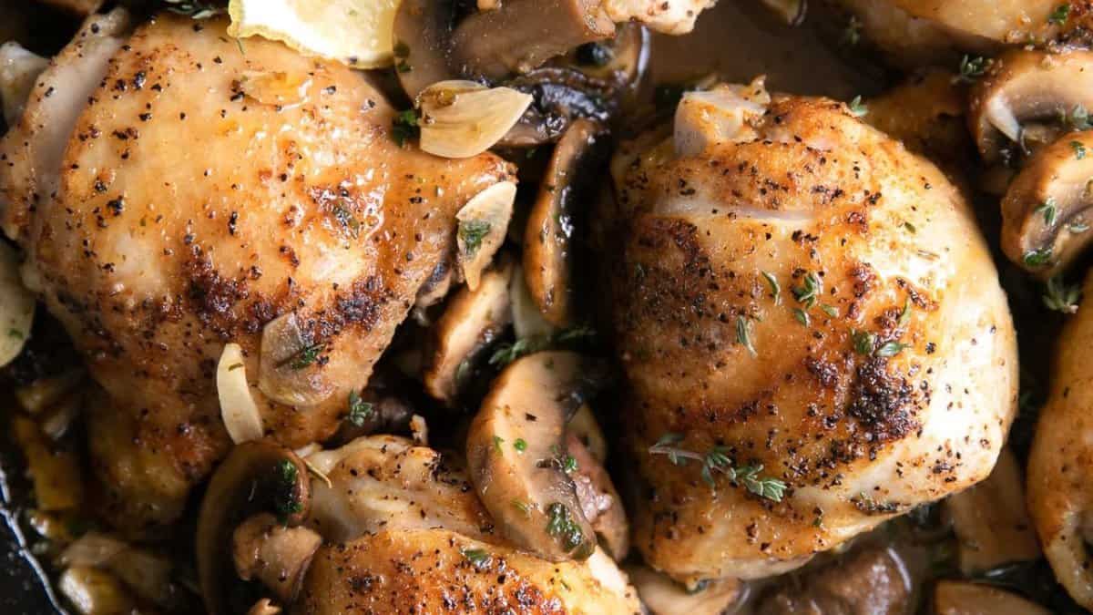 Garlic Mushroom Chicken Thighs.