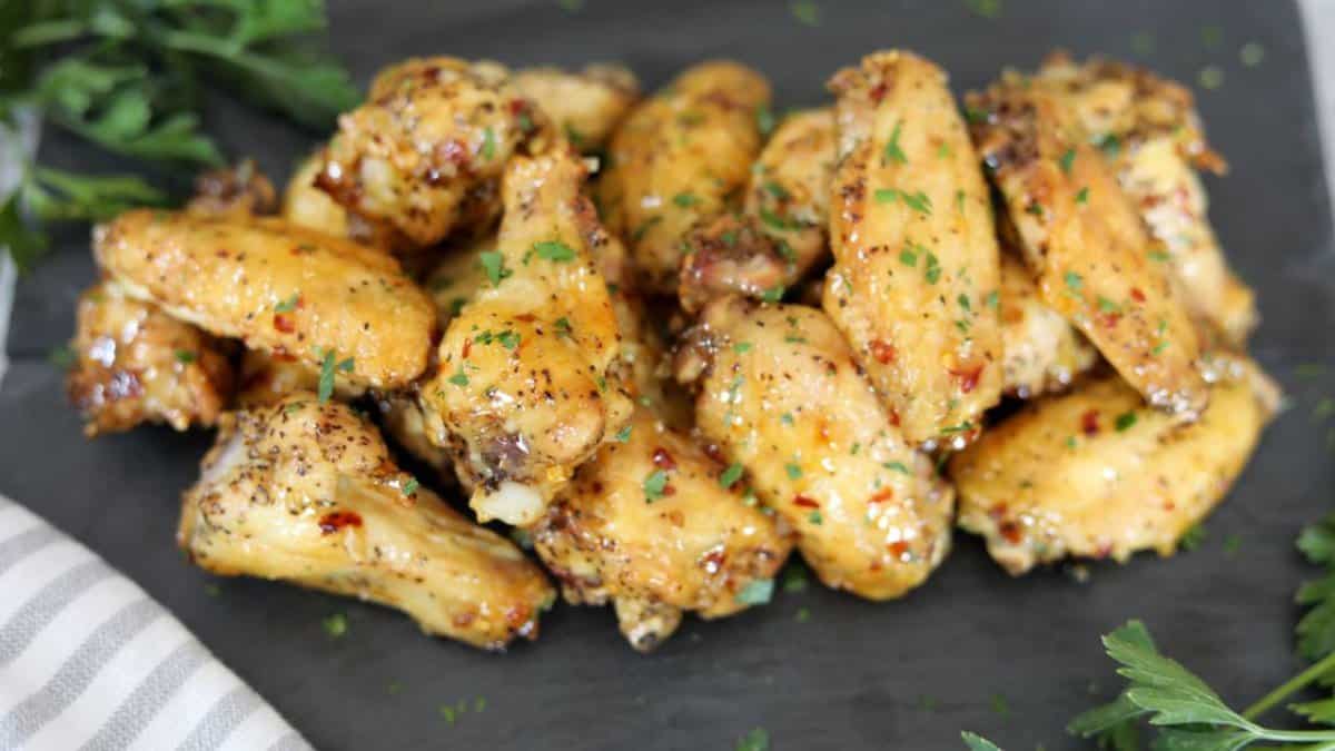 Glazed Garlic and Honey Chicken Wings.