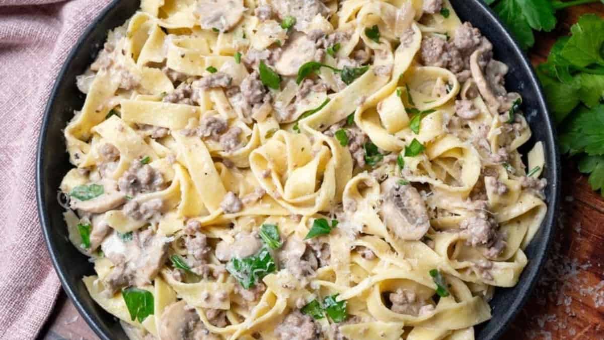 Ground Beef Alfredo.