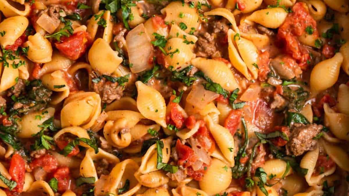 Ground Beef Pasta Skillet.