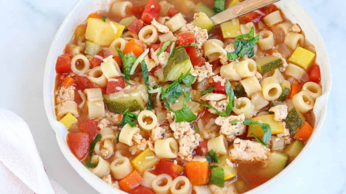 Ground Chicken Soup (with Veggies and Pasta).