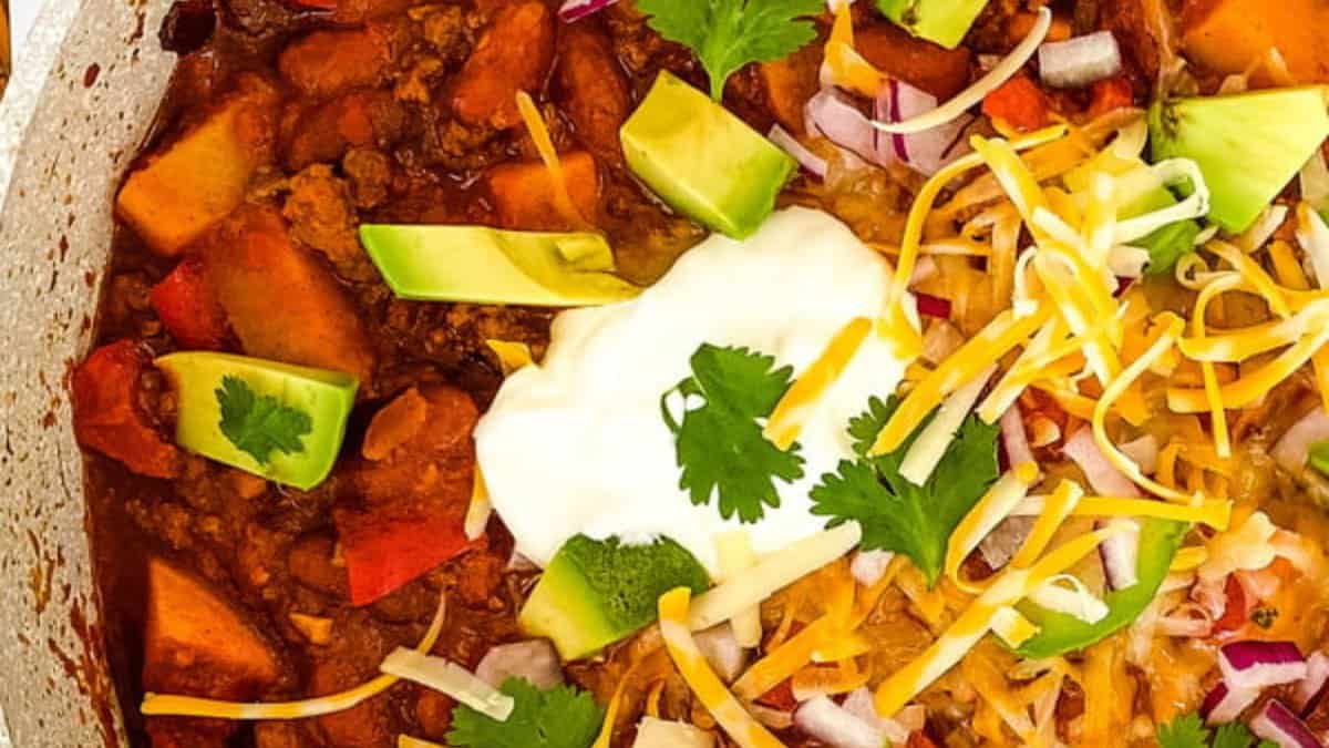 Healthy Chili with Beef and Butternut Squash.