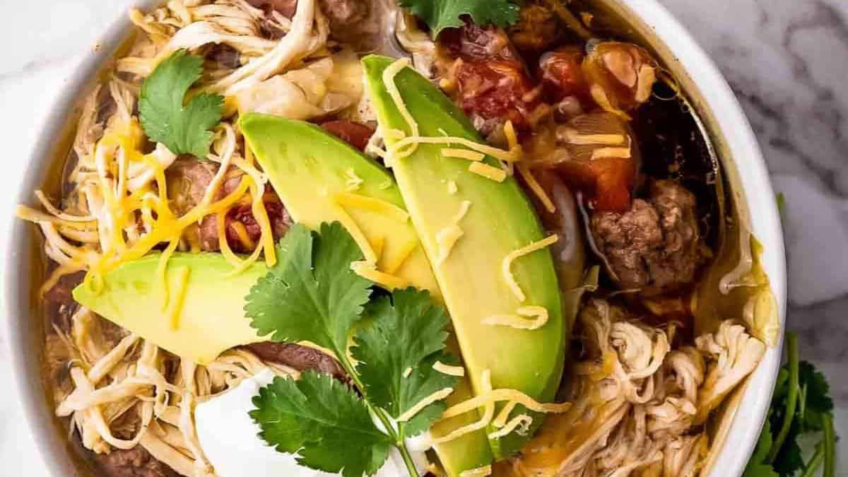 Hearty Crock Pot Chicken Taco Soup.