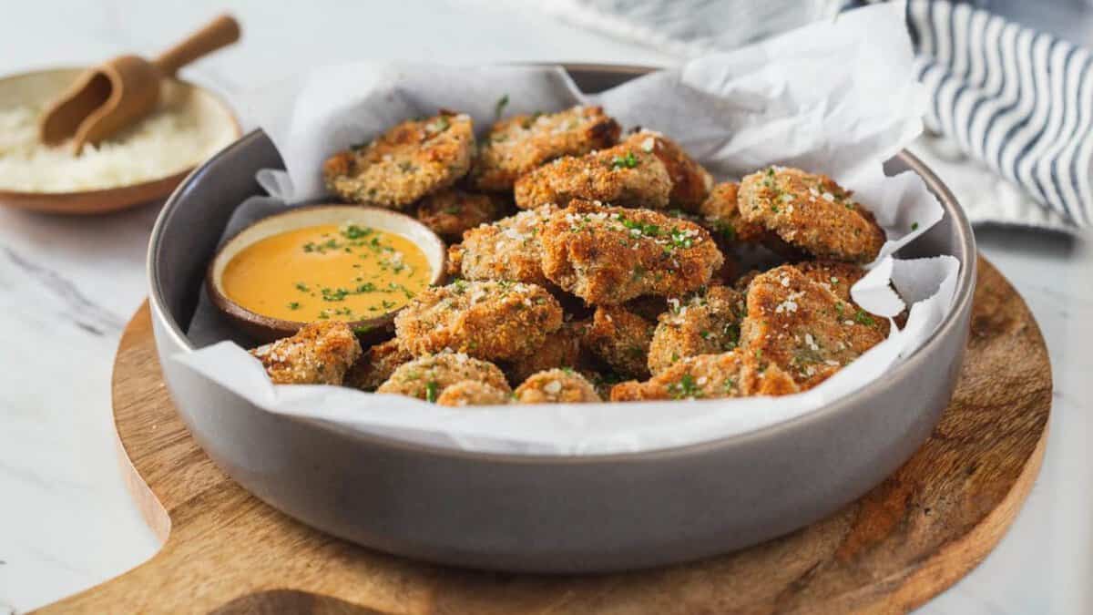 Homemade Crispy Ground Chicken Nuggets.