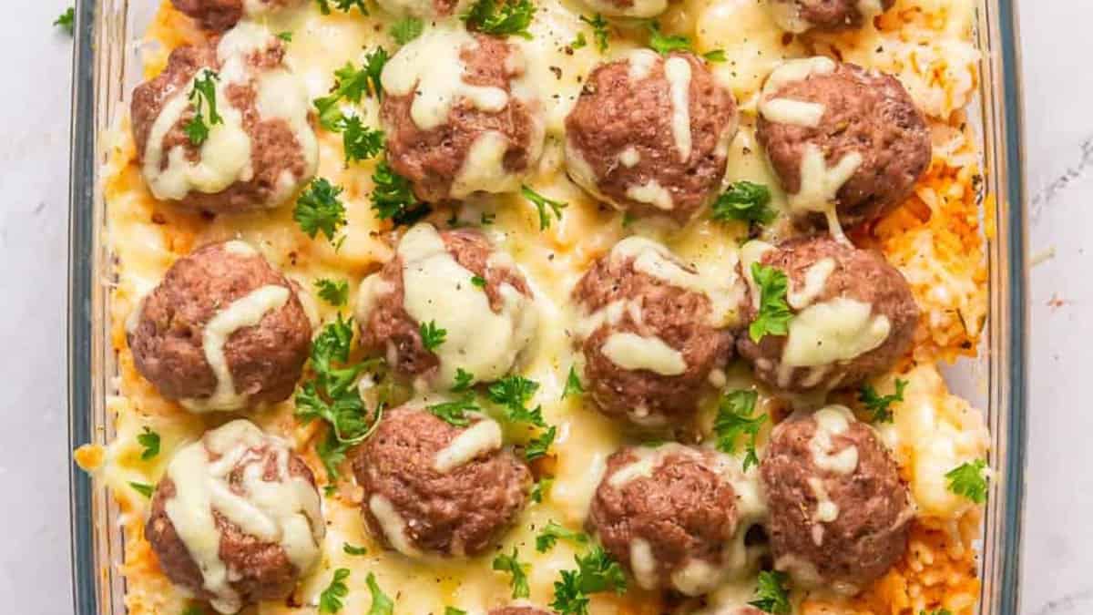 Meatball Rice Casserole.