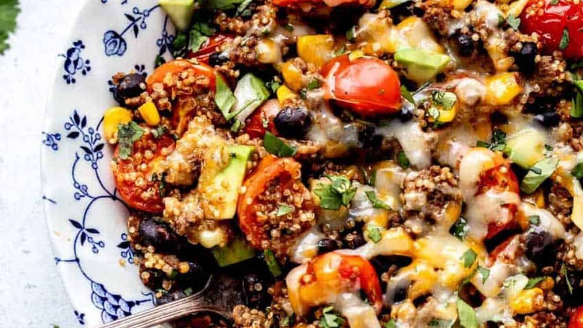 Mexican Ground Beef and Quinoa Taco Bowls.