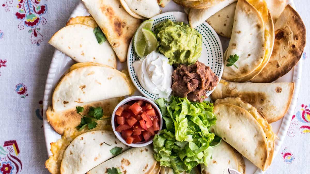 Mini Green Chile Chicken Quesadillas.