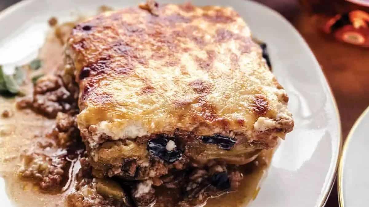 Moussaka-Greek Eggplant Potato Casserole.