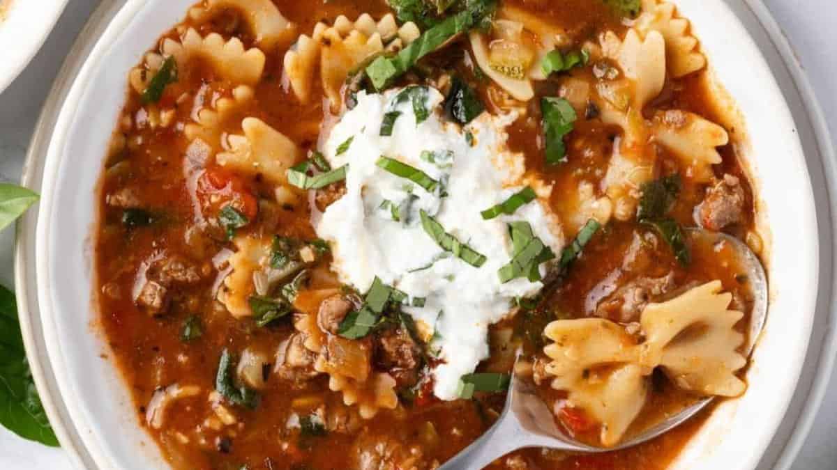 One Pot Lasagna Soup.