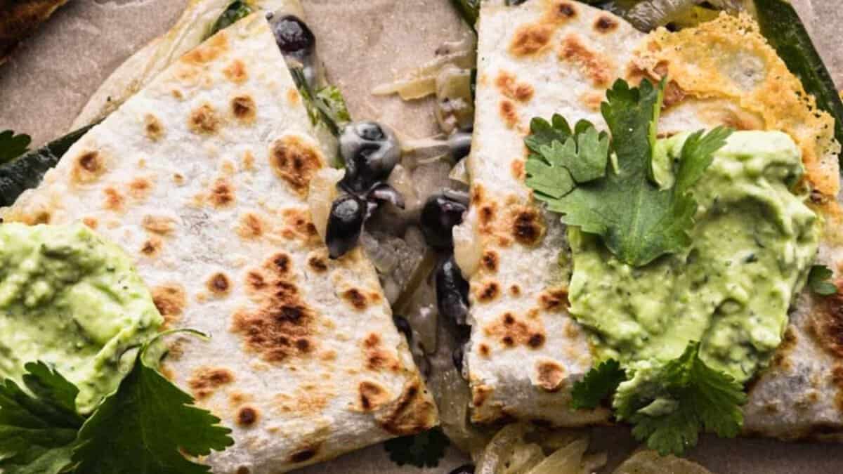 Poblano and Black Bean Quesadillas.