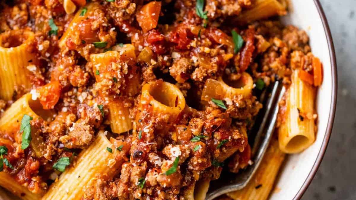 Rigatoni Bolognese.