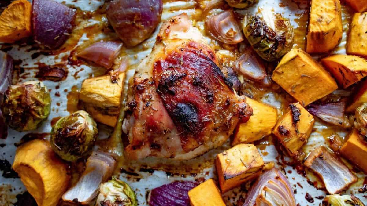 Sheet Pan Chicken Thighs and Veggies.