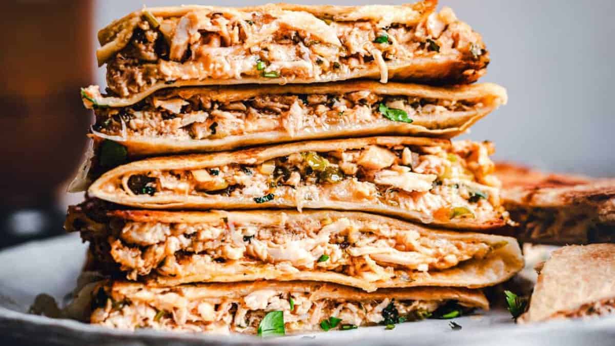 Shredded Chicken Quesadillas.