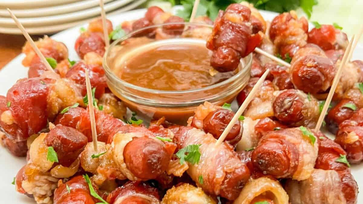 Skillet Bacon Wrapped Smokies.