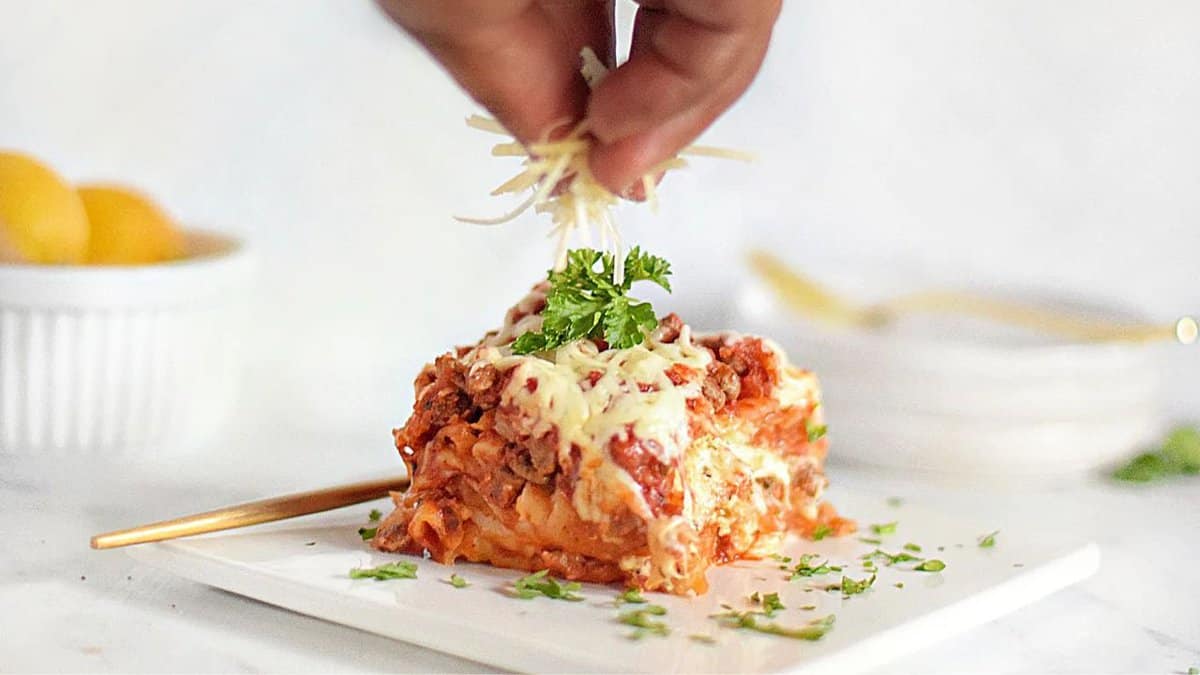 Slow Cooker Four Cheese Lasagna.