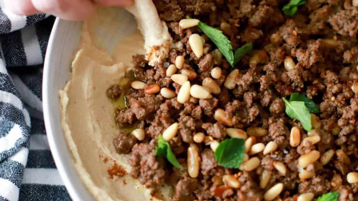 Spiced Ground Meat and Hummus.