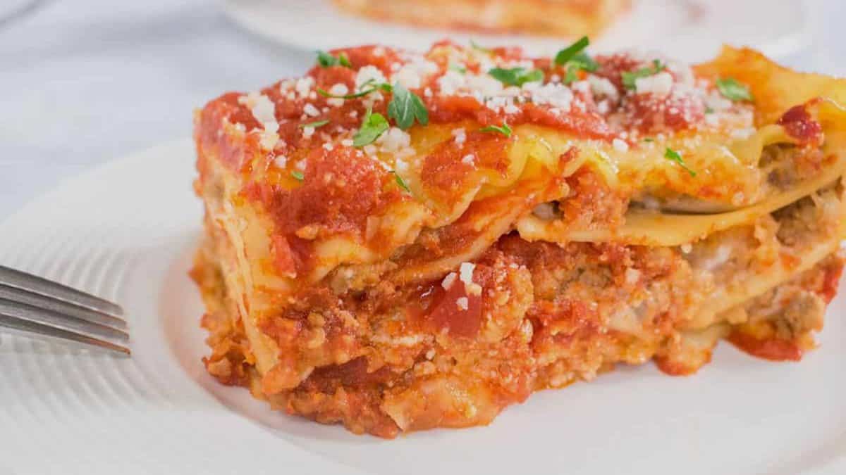 Traditional Italian Lasagna with Ricotta .