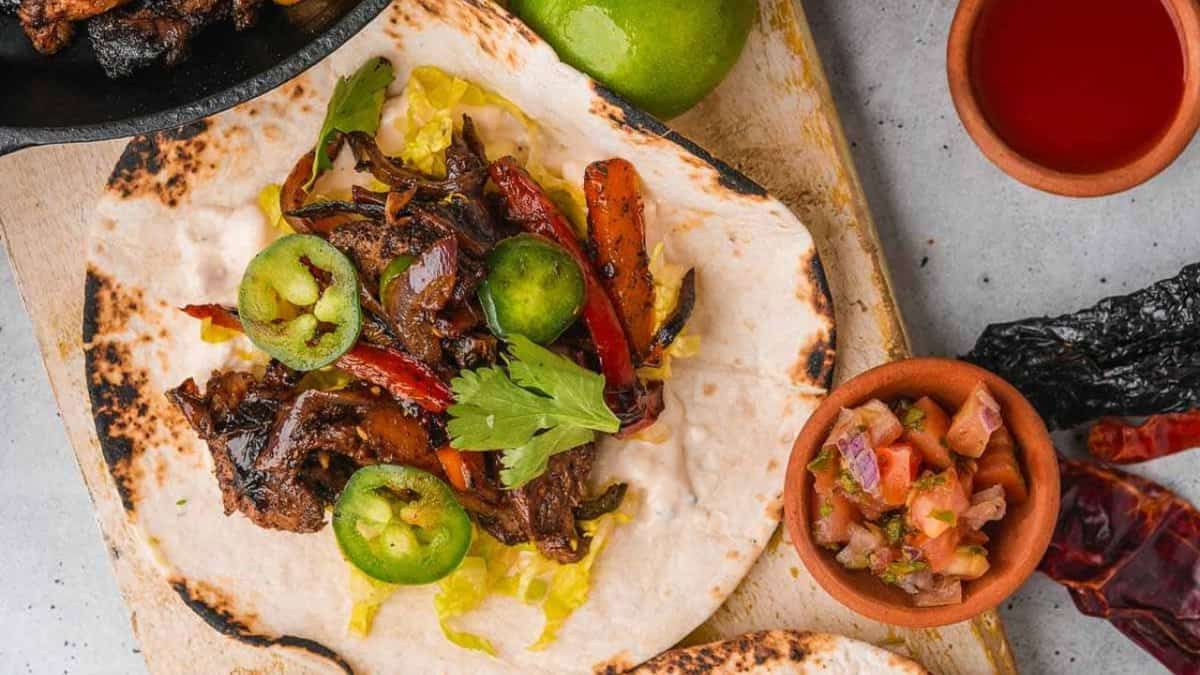 Vegan Fajitas with Lion's Mane Mushrooms.