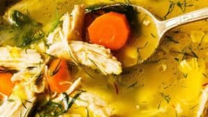 Chicken and yellow lentil soup.