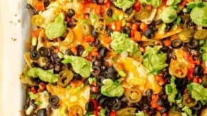 Loaded vegetarian nachos.