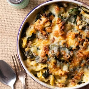 Gorgonzola tortellini casserole.