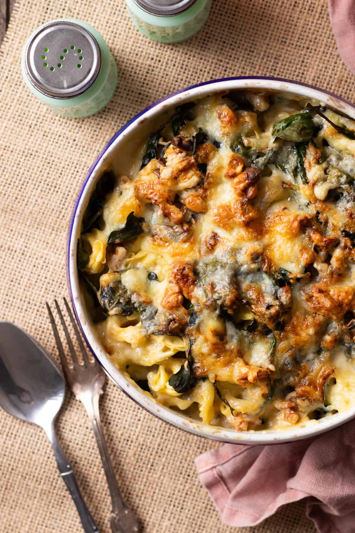 Gorgonzola tortellini casserole.