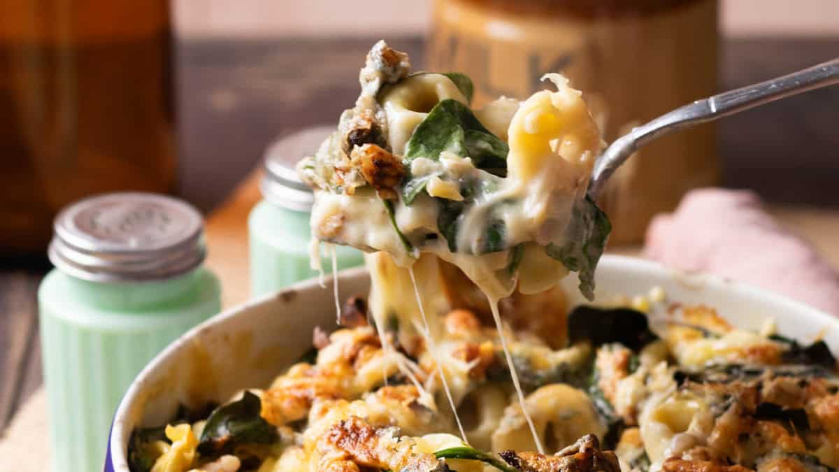 Gorgonzola tortellini casserole.