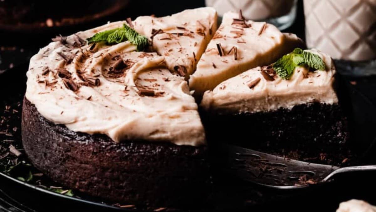 Baileys Chocolate Cake with Baileys Cream Cheese Frosting.