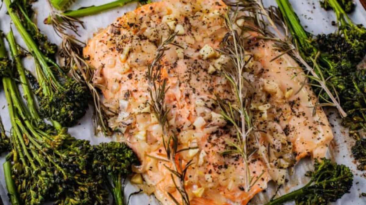 Buttery Baked Salmon with Broccolini.