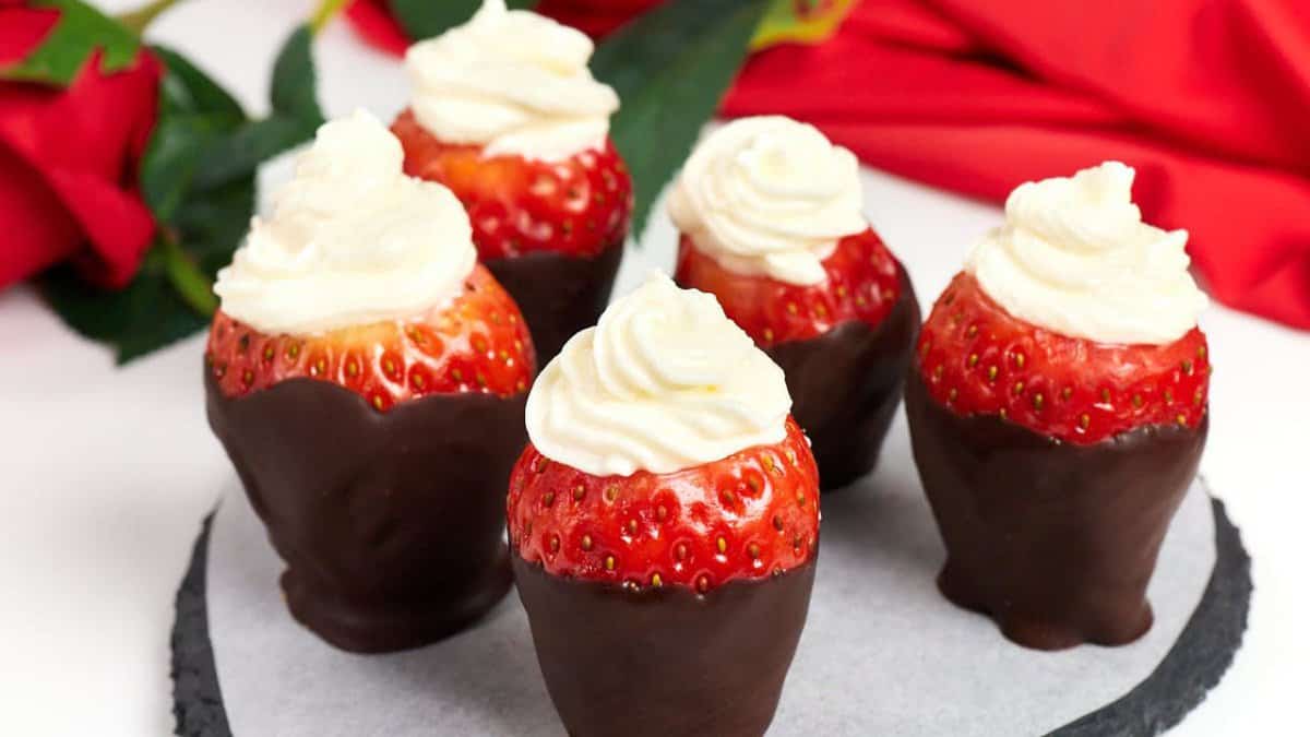 Chocolate Covered Cheesecake Strawberries.