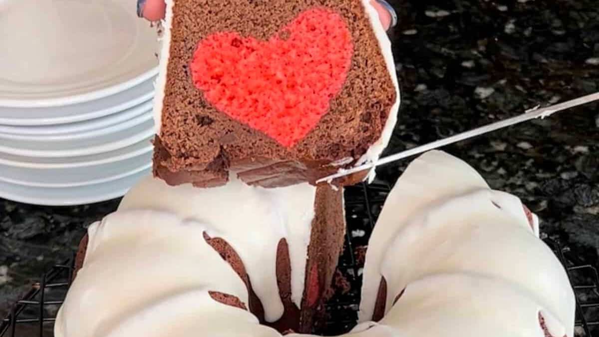 Chocolate Valentine's Day Bundt Cake.