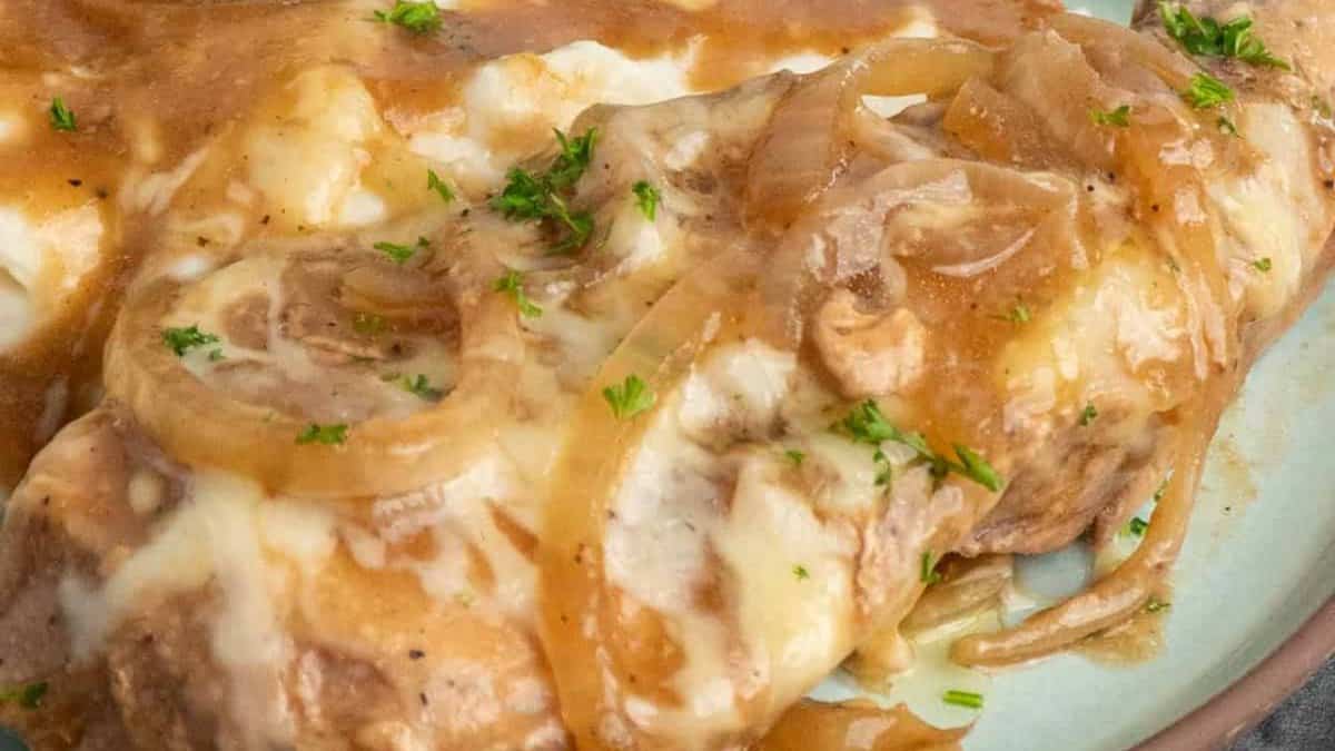 Crock Pot French Onion Pork Chops.