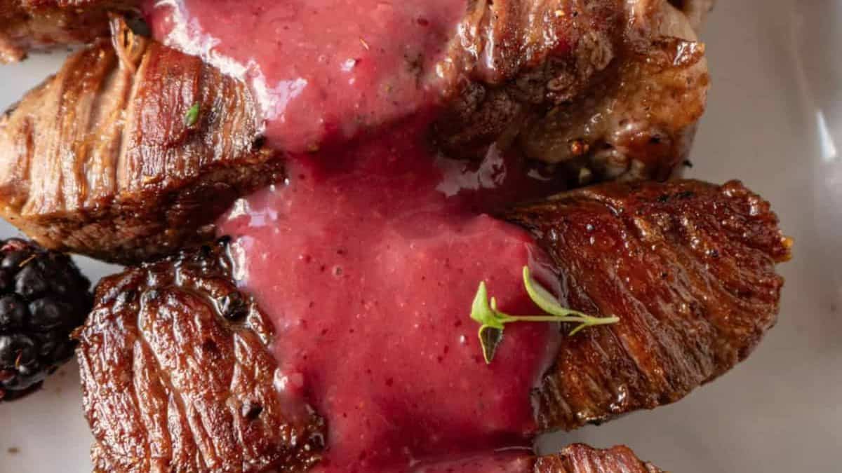 Filet Medallions with Blackberry Sauce.