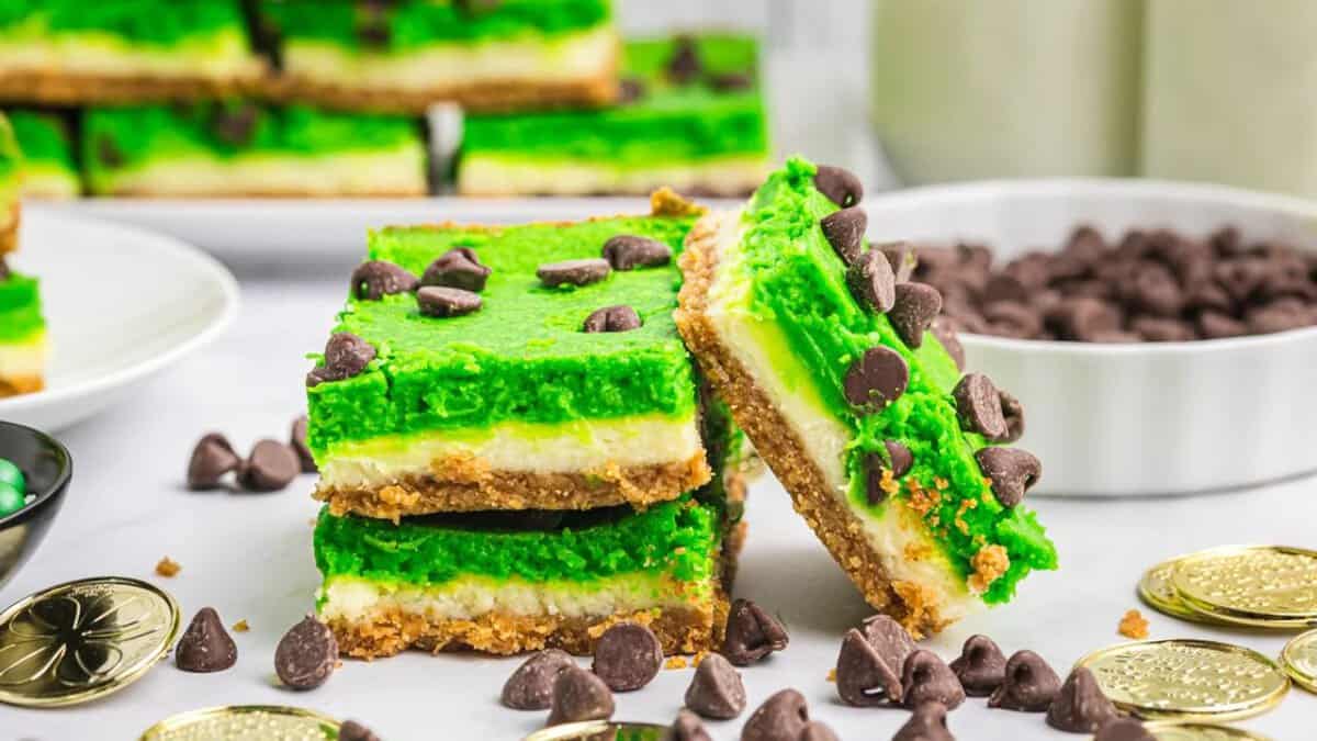 Grasshopper Cheesecake Bars.