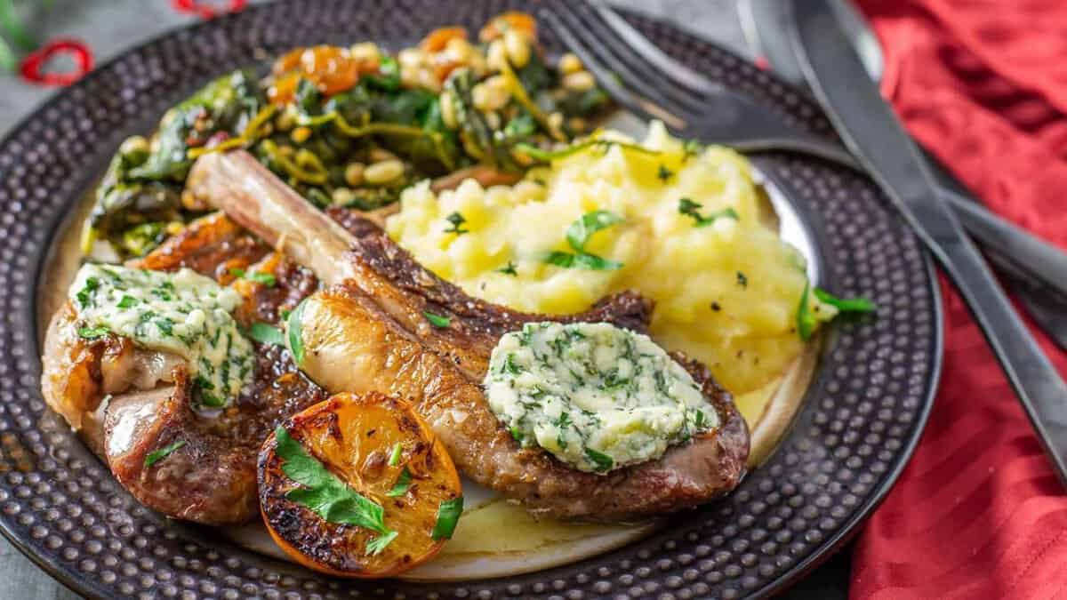 Grilled Lamb Chops With Compound Butter.