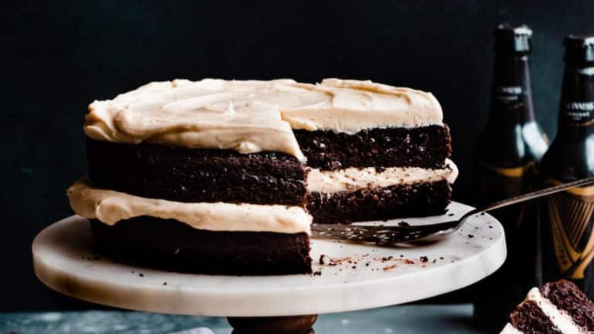 Guinness Chocolate Cake with Brown Butter Frosting.